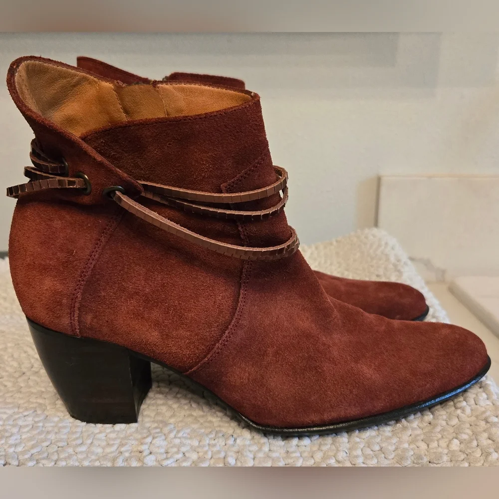 Sundance Bijou Luxe Lariat Suede Women's Ankle Boot Size 38